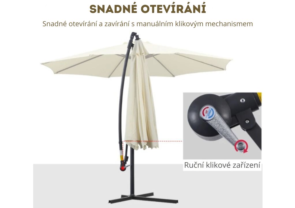 Jumi OP-142964 Slunečník s boční nohou průměr 300 cm bílý 55